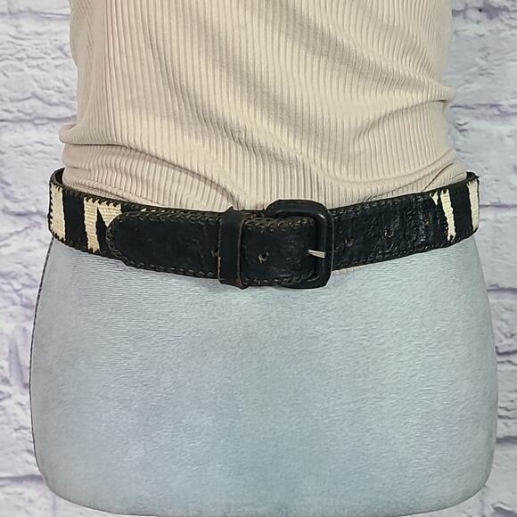 Aztec style leather and canvas belt - Picture 1 of 8